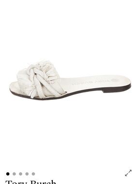 Tory Burch Ivory Frayed Knot Slide